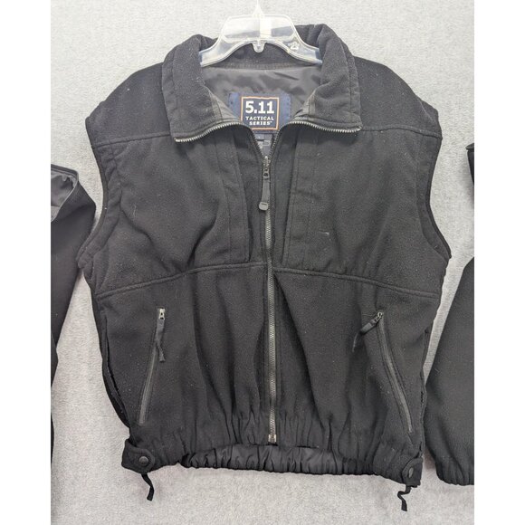 5.11 Tactical Series Jacket Mens Large Black Fleece Zip Off Sleeves Vest 48037 - Picture 5 of 13